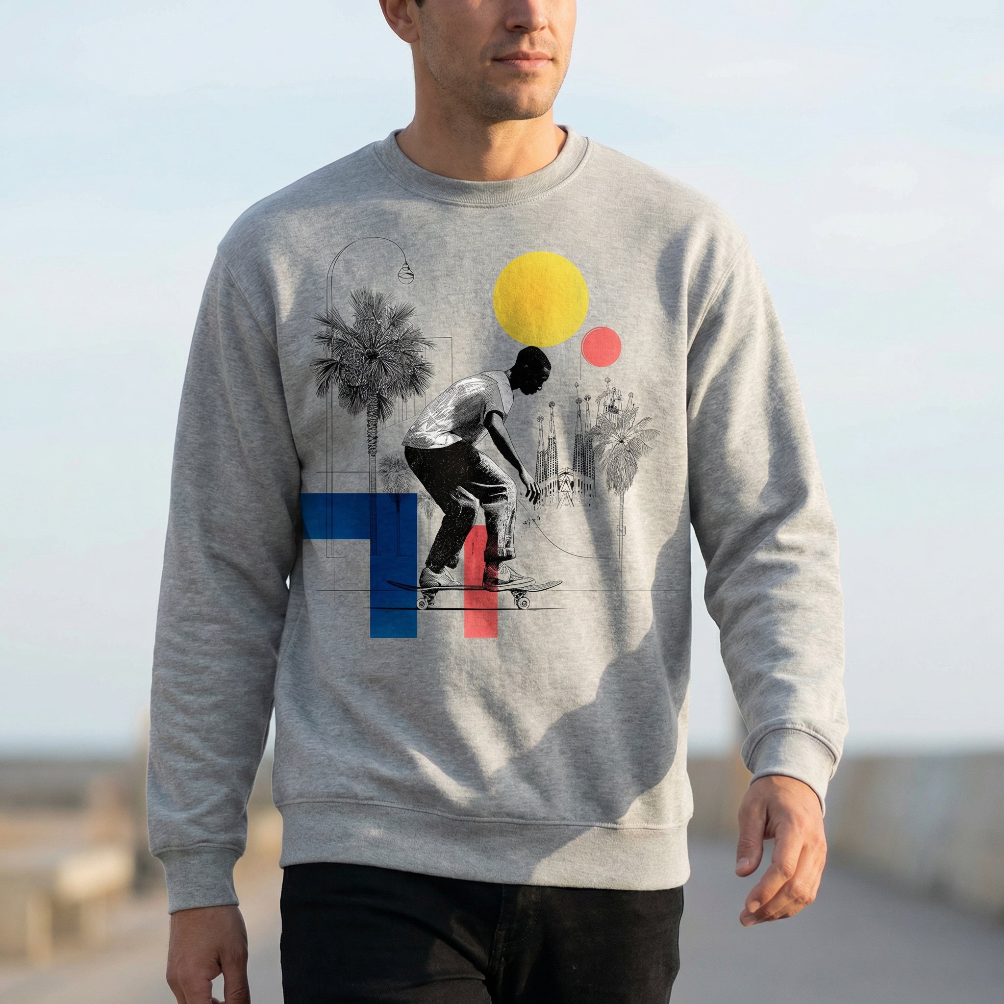 El Pasajero - Crewneck Sweatshirt - (White & Gray)