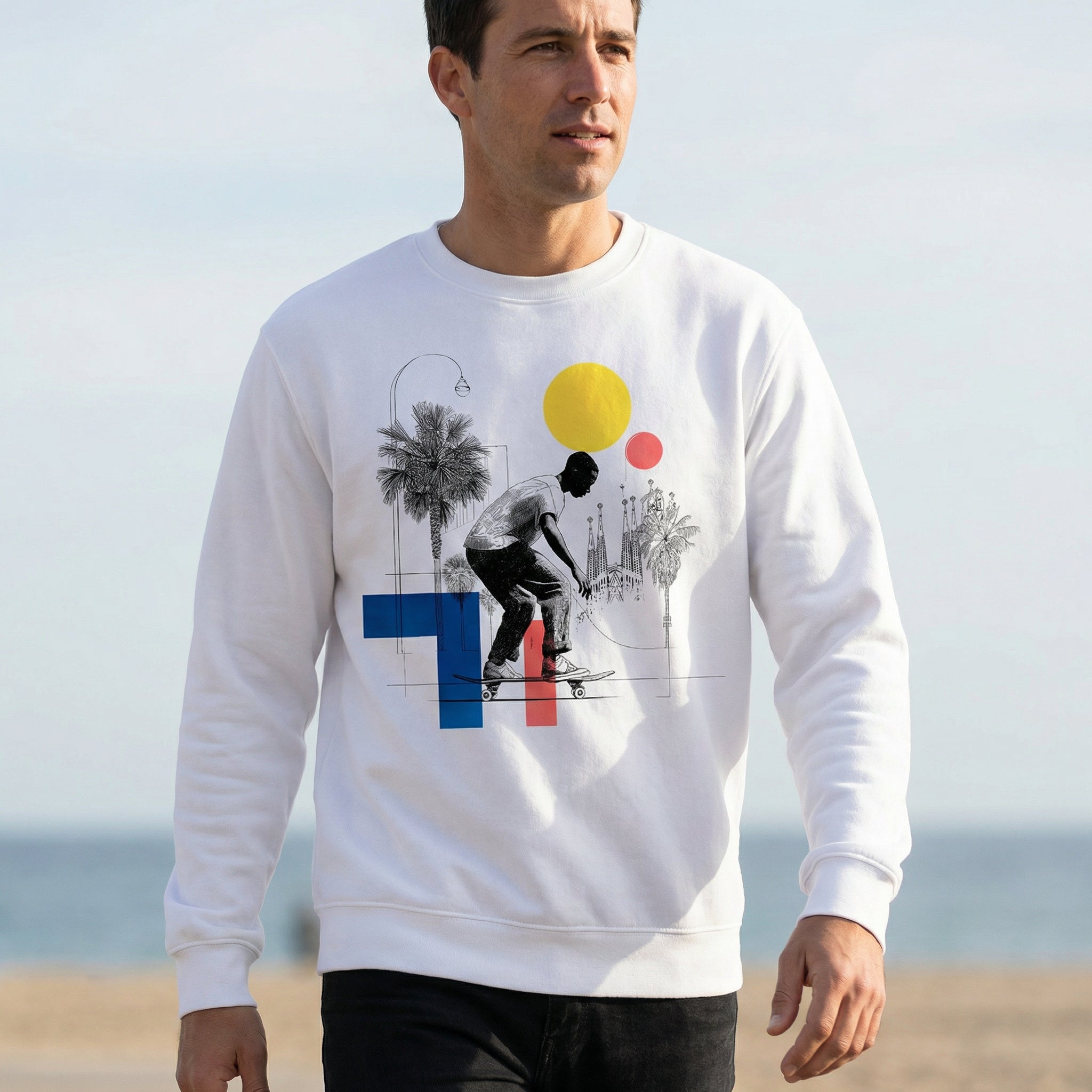 El Pasajero - Crewneck Sweatshirt - (White & Gray)