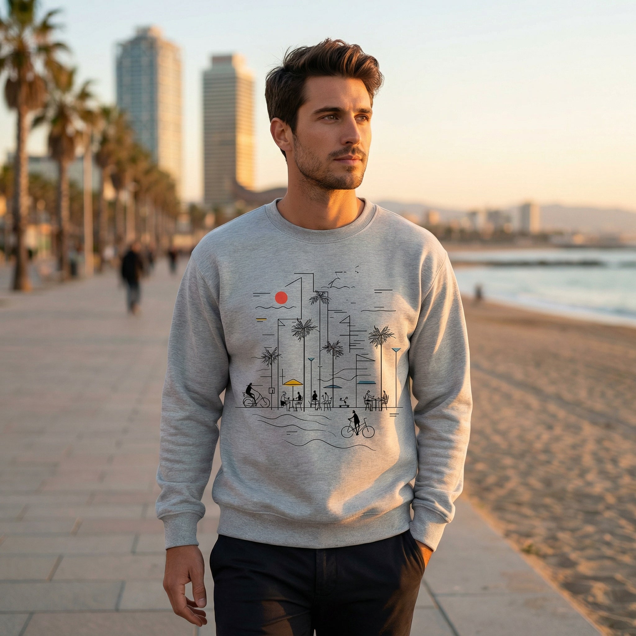 La Playa - Crewneck Sweatshirt (White & Gray)