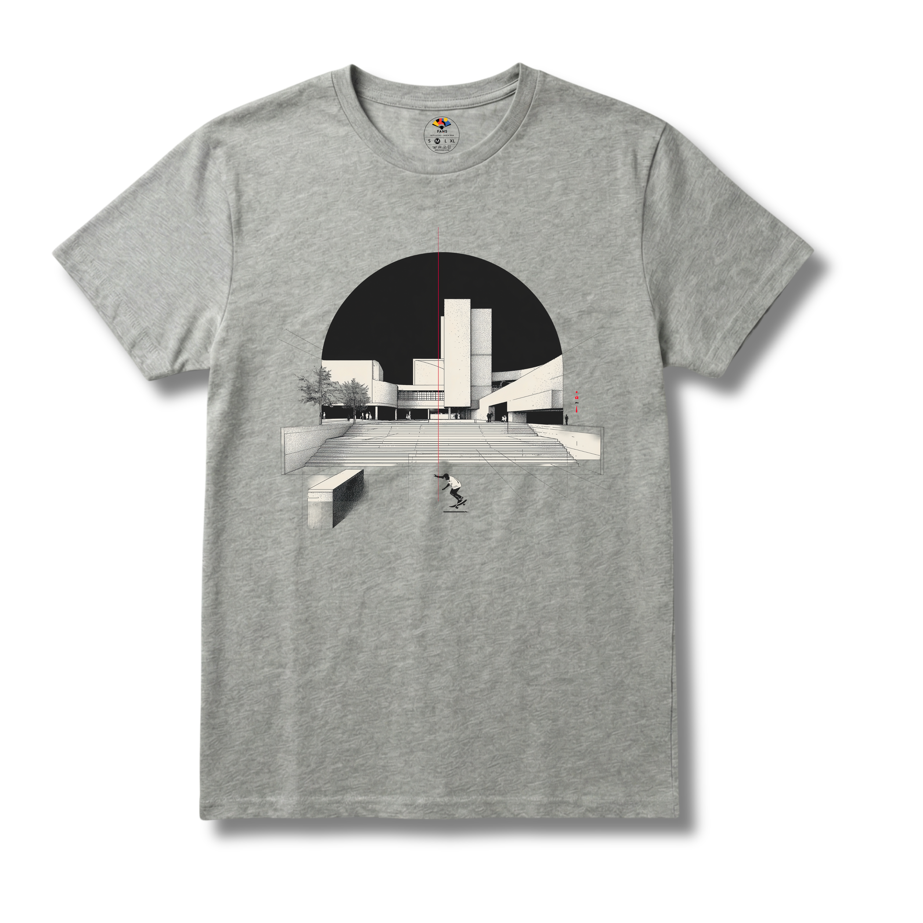 Skater Duirno - T-shirt (White, Gray & Black)