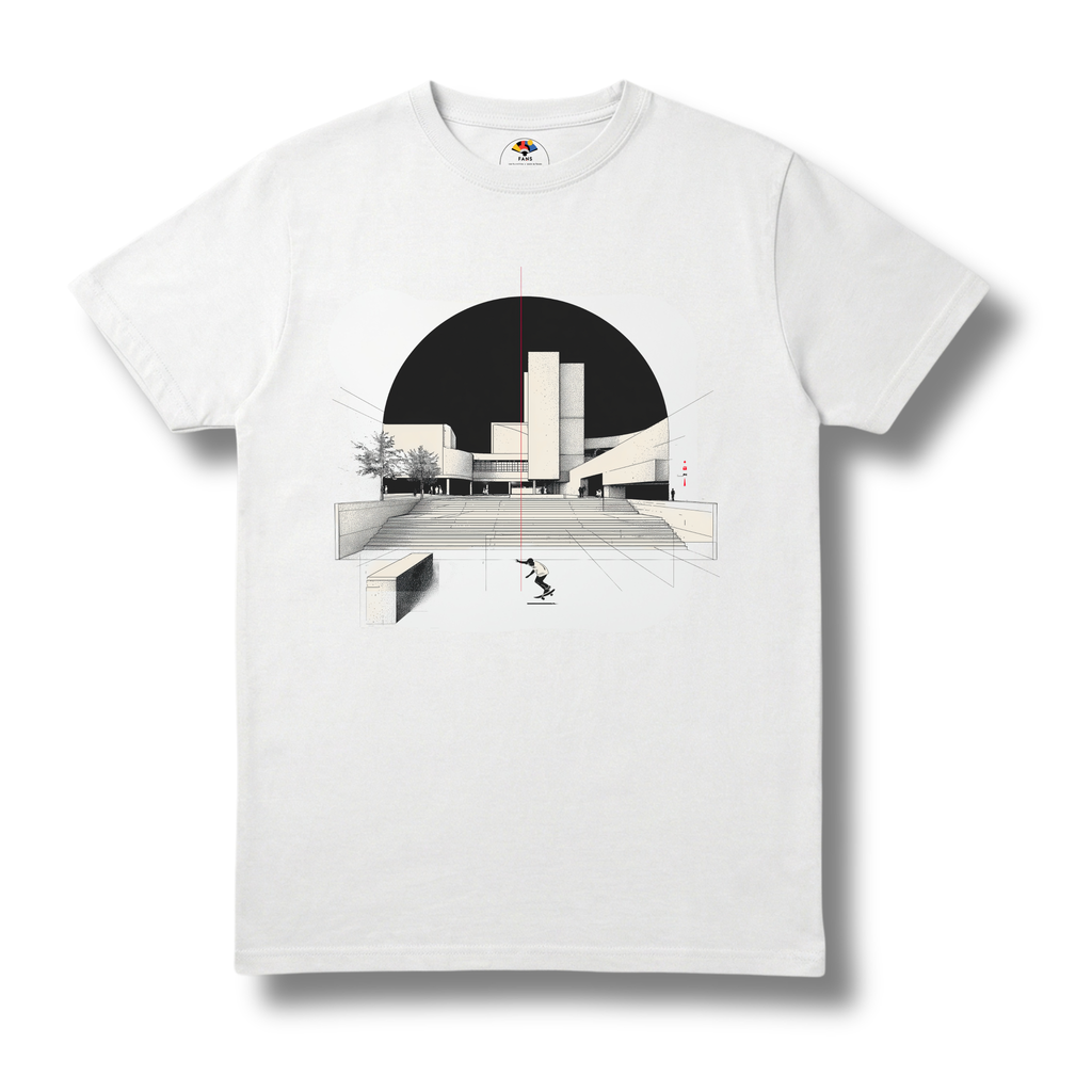 Skater Duirno - T-shirt (White, Gray & Black)