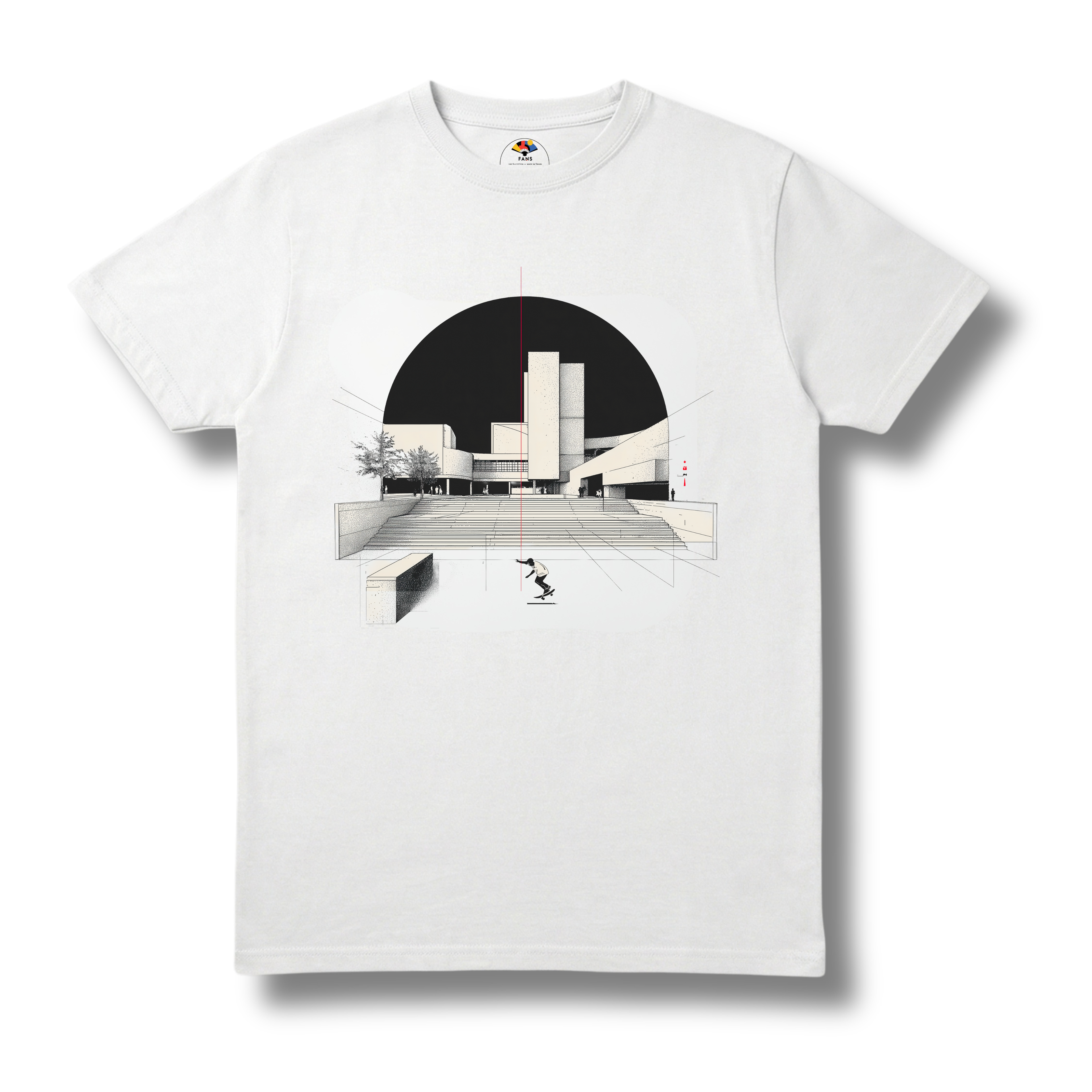 Skater Duirno - T-shirt (White, Gray & Black)