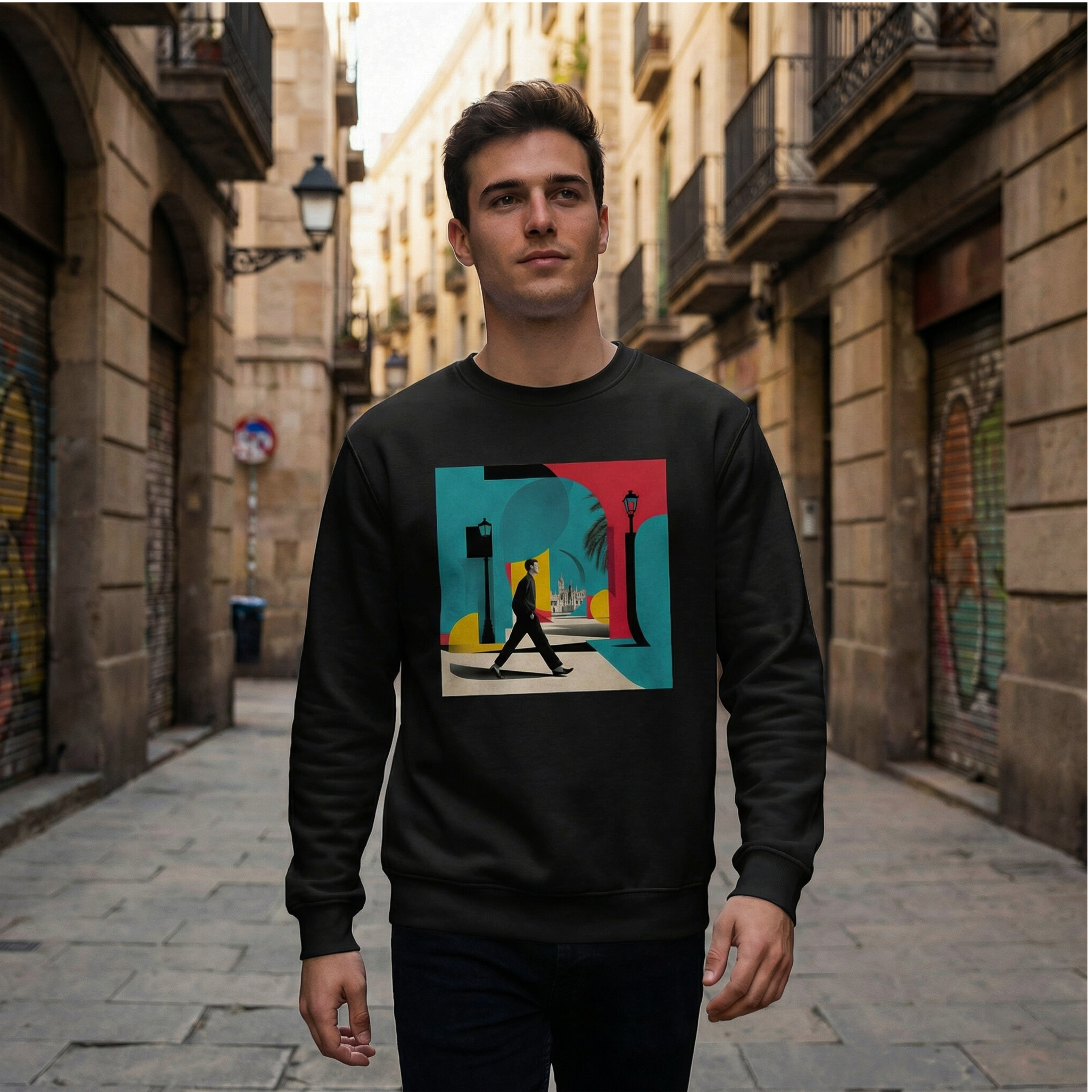 Neon Walker - Crewneck Sweatshirt (White & Black)