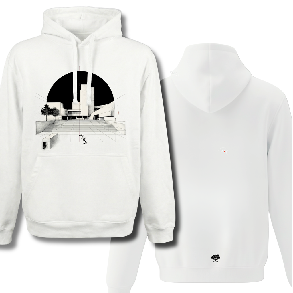 Skater Diurno - Hoodie  (White & Heather Grey)