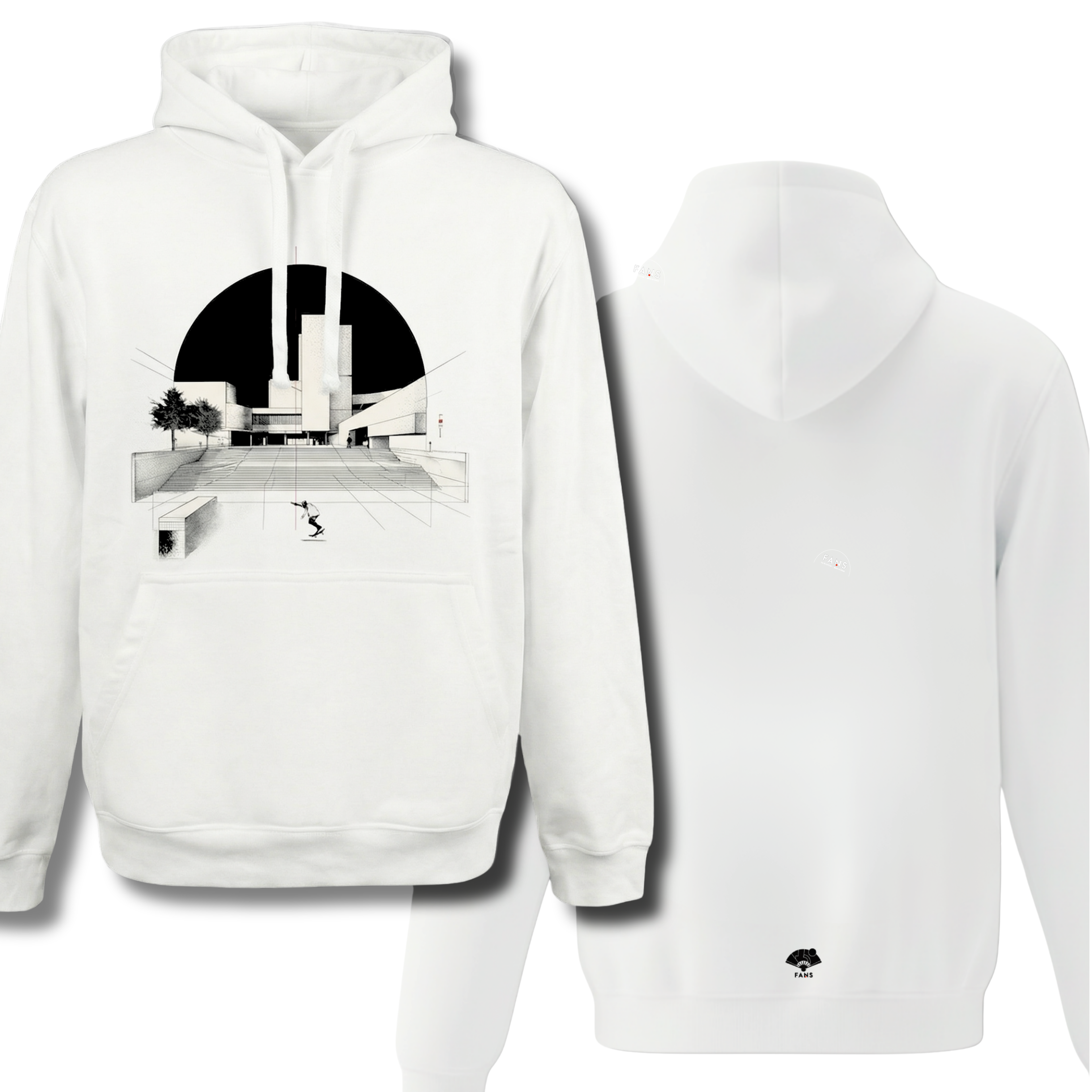 Skater Diurno - Hoodie  (White & Heather Grey)