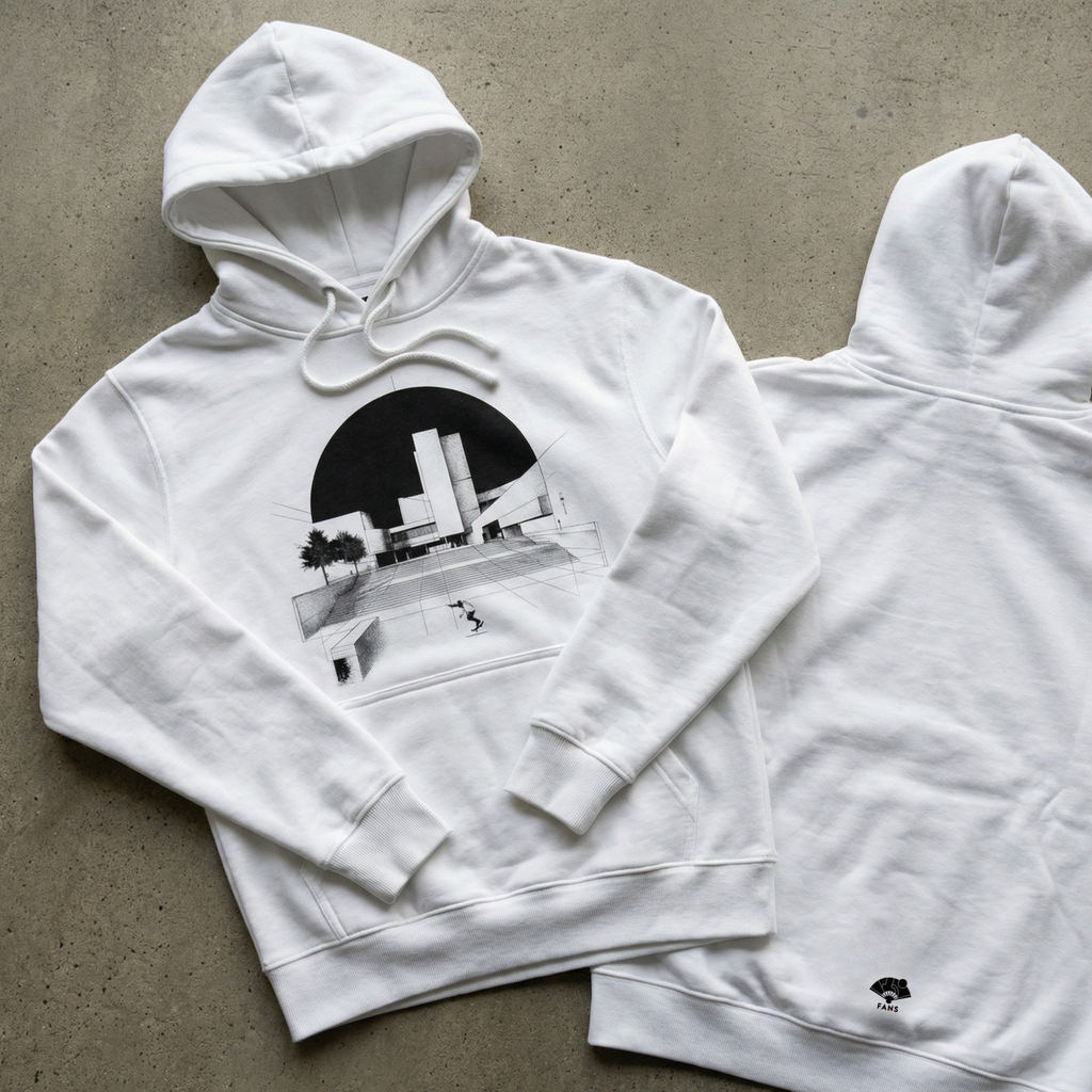 Skater Diurno - Hoodie  (White & Heather Grey)