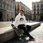 Skater Diurno - Hoodie  (White & Heather Grey)