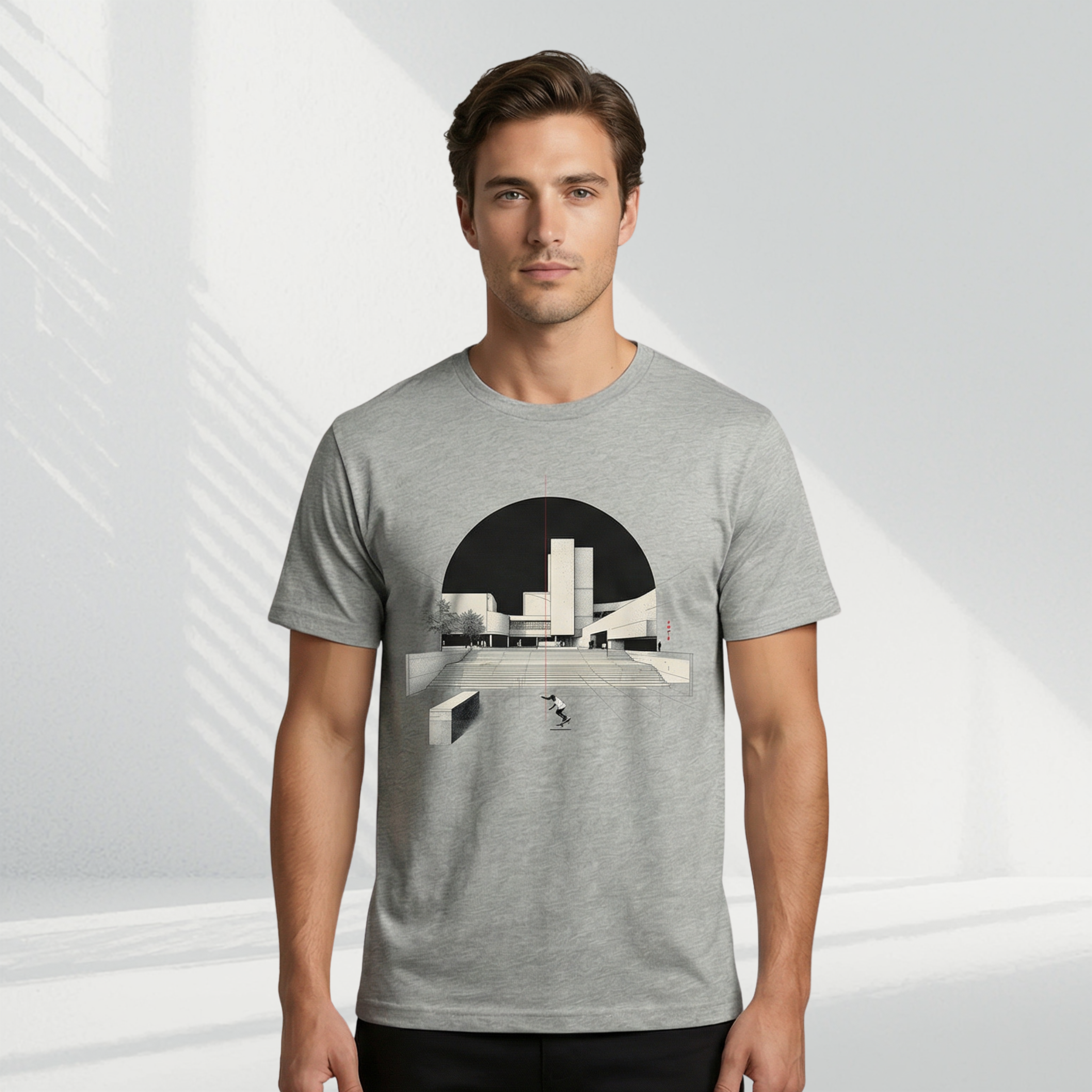Skater Duirno - T-shirt (White, Gray & Black)